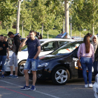 Estudiantes y profesores de autoescuela, el pasado 2 de junio en Lleida, en el primer día de huelga.