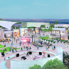 Imagen virtual del proyecto del centro comercial y de ocio que Carrefour delante del antiguo hotel Ilerda, pero en el lado de La Bordeta