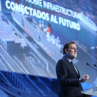 Mariano Rajoy durant la seua intervenció aquest dimarts a Barcelona