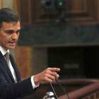 Pedro Sánchez, durant la seua intervenció al debat de la moció de censura a Rajoy.
