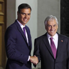 Pedro Sánchez en la visita a Sebastián Piñera, a Santiago de Xile.