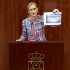 La presidenta de la Comunitat de Madrid, Cristina Cifuentes, ahir, davant de l’Assemblea regional.