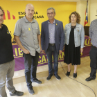 Los diputados provinciales de ERC ayer durante la rueda de prensa que ofrecieron en su sede en Lleida.