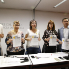 Membres dels CDR de Lleida i d’Advocats per la Democràcia, ahir a la presentació de la campanya.