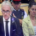 Los acusados, Fernando Blanco y Margarita Garau, durante la celebración del juicio entre los días 2 y 5 del pasado mes de octubre en la Audiencia Provincial de Lleida. 