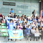 Un grupo de seguidores del Lleida de los que acompañaron al equipo el pasado domingo en Cornellà.