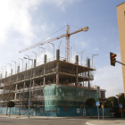 Una promoció d’habitatges actualment en construcció a la ciutat de Lleida.