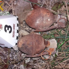 Las dos granadas de mano localizadas en Abella de la Conca, en el Pallars Jussà.