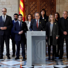 Un moment de la declaració institucional del president Torra el dia del trasllat dels presos independentistes a Madrid