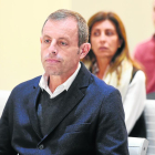 Sandro Rosell, durant la sessió d’ahir a l’Audiència Nacional, on està sent jutjat.