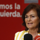 Carmen Calvo aseguró que el PSOE se ha comprometido a convocar elecciones en “unos meses”.