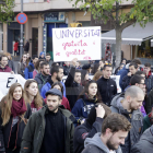 Un momento de la protesta de estudiantes en Lleida.