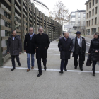 Larrosa, Mínguez, Rodamilans i Peris, a l’arribar al jutjat amb el seu advocat i Guillermo Hervera.