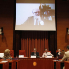 Intervención de Lluís Puig en el Parlament por videoconferencia.