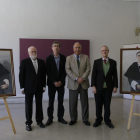Los cuatro rectores de la UdL y los cuadros de Porta y Viñas.