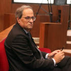 El presidente de la Generalitat, Quim Torra, este lunes en el banquillo de los acusados en el TSJC.