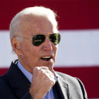 El candidato a la presidencia demócrata de los Estados Unidos y exvicepresidente Joe Biden durante un acto de campaña