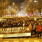 Unes dos mil persones van participar en la marxa de suport a Pablo Hasél ahir a la tarda a Lleida.