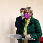 La consellera de Salud, Alba Vergés, durante su intervención después de firmar el protocolo de intenciones para la reordenación del sistema sanitario de Valls.