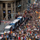 Una de les manifestacions a Barcelona contra la repressió policial.