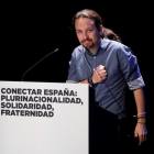 El secretari general de Podemos, Pablo Iglesias, en un acte del seu partit ahir.