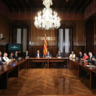 El Consell Executiu del Govern reunit al Parlament.