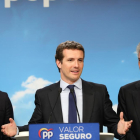 El candidat del Partit Popular a la presidència del Govern, Pablo Casado, al centre de la imatge.