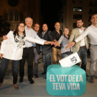 Forné, segundo por la izquierda, en el acto central de Junts pel Sí en Lleida en la campaña electoral.