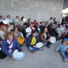 Imagen de archivo de una protesta de la Marea Groga por las becas comedor en Lleida.