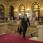 El president Puigdemont a la seua arribada al Parlament.