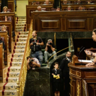 Pablo Iglesias durante una de sus intervenciones en el pleno de la moción de censura.