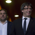 El president de la Generalitat, Carles Puigdemont, i el vicepresident, Oriol Junqueras.