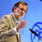 Imagen del presidente del Gobierno, Mariano Rajoy, durante un acto de su partido.