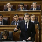 El president del Govern, Mariano Rajoy, durant la sessió de control aquest dimecres al Congrés dels Diputats.