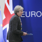 La primera ministra británica, Theresa May, en la cumbre europea en Bruselas, el pasado 9 de marzo.