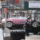 Imagen del vehículo siniestrado en plena Times Square de Nueva York.