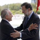 Mariano Rajoy i Michel Temer, ahir, a Brasília.