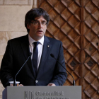El presidente de la Generalitat, durante su intervención institucional de ayer.
