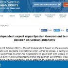 Un expert de l'ONU recomana retirar el 155, mediació internacional i un referèndum a Catalunya