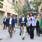La presidenta de Junts, Laura Borràs, i el secretari general, Jordi Turull, dijous passat arribant a la seu del partit acompanyant el vicepresident destituït, Jordi Puigneró, i la resta de consellers de Junts.