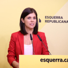 La secretària general adjunta i portaveu d'ERC, Marta Vilalta, en roda de premsa a la seu del partit.