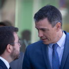Aragonès y Sánchez en su fugaz encuentro del viernes.
