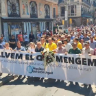 Els agricultors lleidatans, en un moment de la manifestació a Barcelona