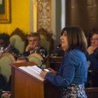 La síndica de la Paeria, Dora Padial, en la presentació del seu informe davant del ple l’octubre del 2022.