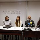 Iolanda Vidal, Anna Clop, Pau Simarro i Olga Clop durant la presentació de la 'Plataforma Horta Segura' al Col·legi d'Advocats de Lleida