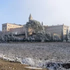 La glaçada va deixar la vegetació enfarinada a l’entorn del Monestir de Santa Maria de les Avellanes. - C. SANS