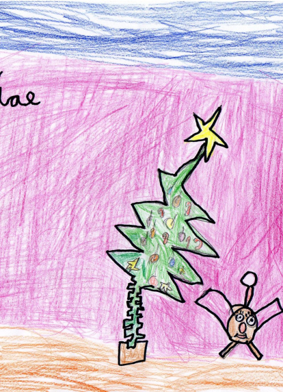 En Roger s'imagina la seva soca junt a l'arbre de Nadal! ( 5 anys) Almenar