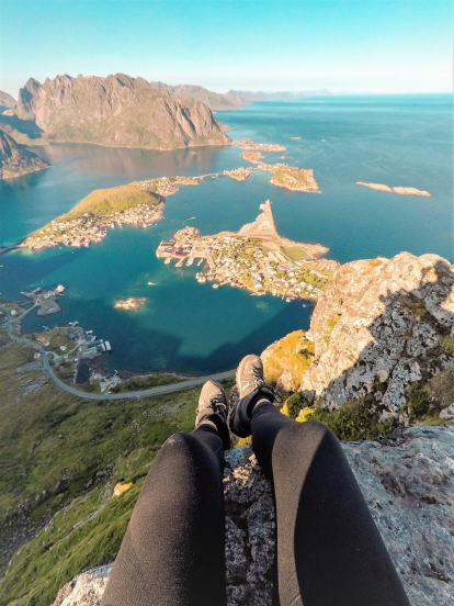 Des del més alt de Reinebringen, a 450m d'altura (Reine, Illes Lofoten, Noruega)