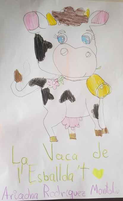 Soc L'Ariadna de 9 anys. L'Ariadna ha dibuixat la vaca de l'Esbaiolat, una vaca molt colorida i divertida!!!