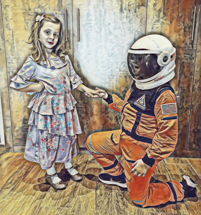 L' astronauta vol emportar-se a la princesa a la lluna.